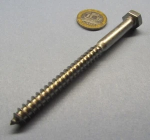 316 Stainless Steel Hex Head Lag Screw 5/16 Threads x 4.00" Length, 10 pcs - Picture 1 of 12
