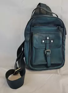 Genuine Leather Sling Bag for Men Women Retro Sling Backpack Purse Crossbody Bag - Picture 1 of 11