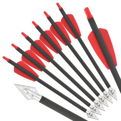 8'' X6/12/24 Archery Crossbow Bolts Pure Carbon Arrow Blade Bow Hunting Shooting - Image 1 of 4
