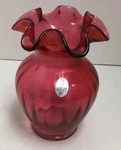 Vintage, Fenton, Cranberry/Pink Vase, Ruffled Top. 5.5” - Picture 1 of 11