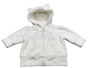 baby Gap, Infant, Baby White Faux-Fur Hooded Jacket 0 to 3 Months, Bear Ears - Picture 1 of 9