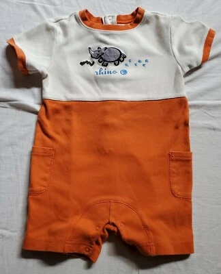 Gymboree Pop Safari 学步儿童男孩套装犀牛连衫裤复古 2001 3 3T 罕见 HTF — 第 1/4 张图片