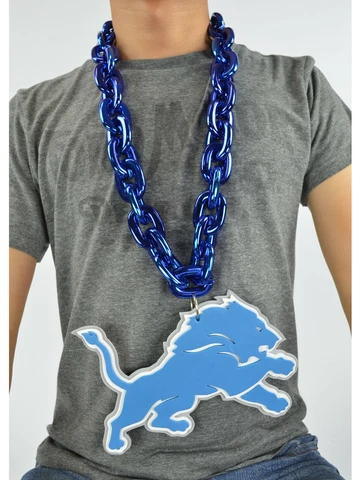 New NFL Detroit Lions Blue Fan Chain Necklace Foam Cover