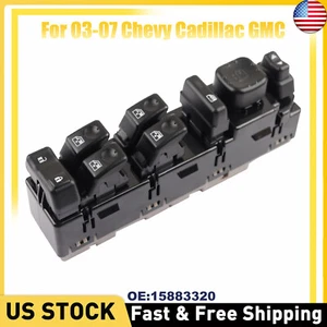For 03-07 Chevy Cadillac GMC Front Driver Left Side Power Window Switch 15883320 - Picture 1 of 15