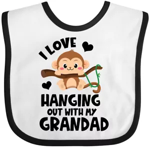 Inktastic Monkey I Love Hanging Out With My Grandad Baby Bib Grandpa Sibling Jmg - Picture 1 of 10