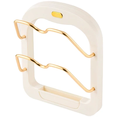 Soporte organizador de almacenamiento de cocina sin taladro montaje en pared cubierta de olla chapado en oro Foto 1 de 2