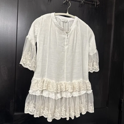 Vestido Trish Scully Niño Encaje y Gasa Marfil Talla 7 Niñas Vacaciones Boda Iglesia Foto 1 de 4