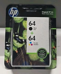 HP #64 2pack Combo Ink Cartridges 64 Black and Color NEW GENUINE - Picture 1 of 7