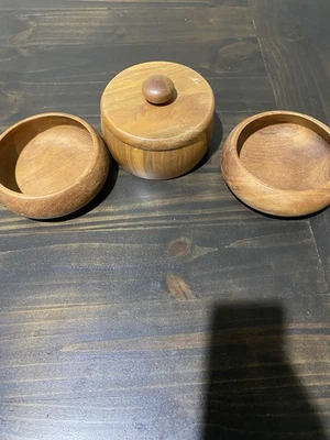 2 Goodwood Teak Bowls 1 Ozark Walnut Bowl - Image 1 of 4