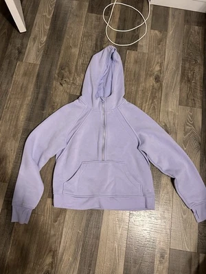 Danskin Women's Mixed Rib Cozy Half Zip Hoodie, Lavender, Size  M - Image 1 of 3