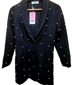 Blazer/Vestido Saint Genies Perla Tachonado Elegante Cóctel Fiesta Talla 6 Negro Nuevo con Etiquetas - Imagen 1 de 4