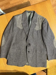 Vintage Pendleton Blazer Men's 44R Gray Tweed Wool Sport Coat Elbow Patch Jacket - Picture 1 of 8