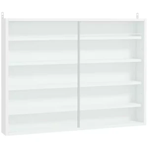 White 31.5 In. X 23.5 In. Glass Wall Mounted Photo Album Magazine Rack Display C - Picture 1 of 5