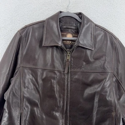 Marc New York Leather Jacket FITS XXL Full Zip Quilted Lined Classic Coat - Image 1 of 4