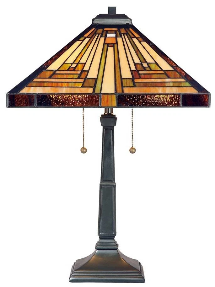 Quoizel Stephen 23" Vintage Mission Bronze Tiffany-Style Table Lamp - Image 1 of 1