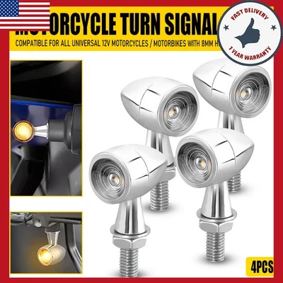 AUXITO Universal Motocicleta LED Señales de Giro Luz Mini Bala Indicador Ámbar Foto 1 de 4