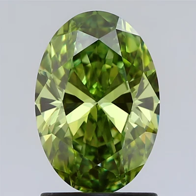 1.43 Ct Oval Cut lab IGI Certifide diamond Fancy Vivid Green Diamond VS1 - Image 1 of 4