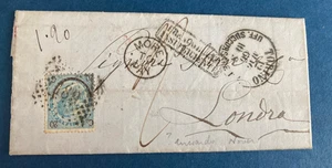 Postal History GB QV Postage Due -Entire 1866 Italy to London 'More to Pay' - Picture 1 of 2