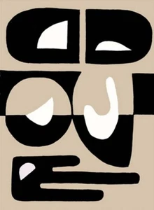 Original Acrylmalerei Abstrakt Moderne Kunst Geometrisches Design Beige Schwarz 12x16 - Bild 1 von 11