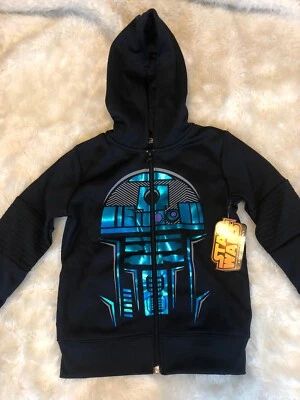 星球大战 R2D2 男孩拉链连帽衫运动衫,全新带标签,尺寸 4 — 第 1/4 张图片