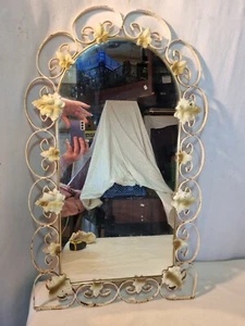 60 70s Collectable Vintage Fine Wrought Iron Round Wall 17" Mirror Frame 28 3/4" - Picture 1 of 19