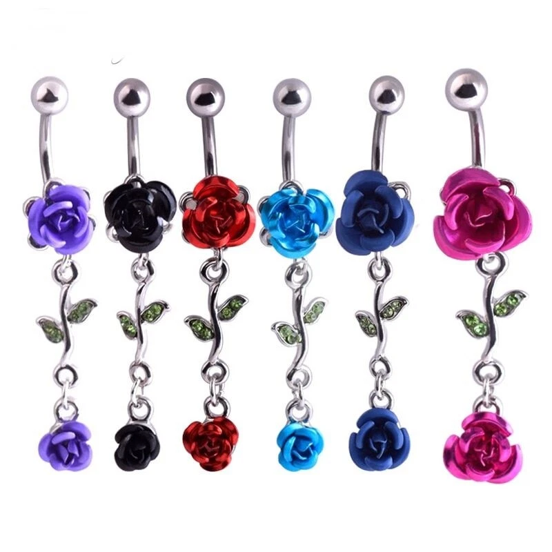 Anillos de acero inoxidable rosa ombligo sexy anillo ombligo piercing joyería para mujer Foto 1 de 4