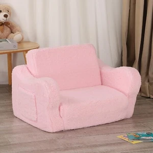 2-in-1 Toddler Fold out Couch Kids Single Convertible Sofa to Lounger Couch - Picture 1 of 8