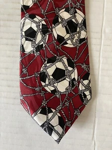 Fratello Hand Made Men's Necktie Tie Polyester Jacquard Soccer Balls Net 57" - Picture 1 of 6