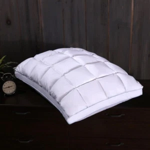 Luxury All Seasons Fill Standard Size Pleated Goose Down Pillow 600TC Firm Neck - Picture 1 of 4