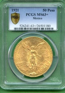 MEXICO 50 PESO 1921 PCGS MS 63+ 1.2057 OZ - Picture 1 of 2