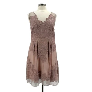 Yoana Baraschi Womens 12 Dress Silk Dusty Rose Lace Sleeveless Boho Party - Picture 1 of 11