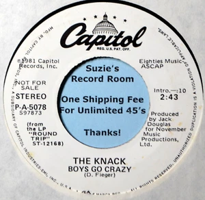 The Knack Boys Go Crazy DJ Promo New Wave Rock NM 45 7" Vinyl -Check Coupons! - Picture 1 of 3