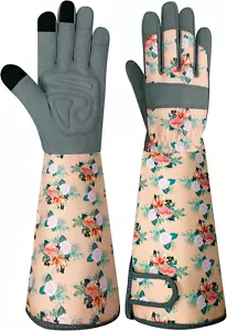 Long Gardening Gloves for Women Thorn Proof Leather Garden Gloves Breathable Wor - Picture 1 of 7