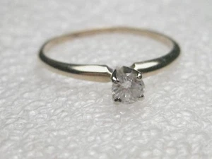 Vintage 14kt Yellow Gold .20 ctw Diamond Engagement Ring, size 9.25 - Picture 1 of 7