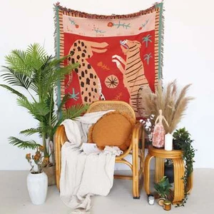 Leopard Woven Throw Blanket Picnic Blanket Sofa Covers 130 x 160 CM - Picture 1 of 5