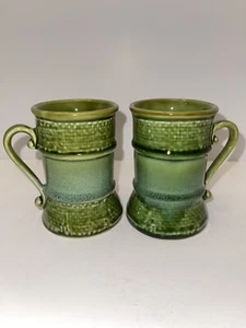 1960’s Japanese Vintage Ardco Ceramic Tea Cups Lot Of 2 Mid Century Green Mug - Picture 1 of 9