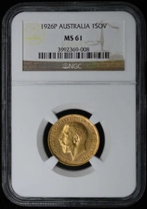 1926P AUSTRALIA Gold 1SOV NGC MS61 - Picture 1 of 2