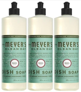 MRS. MEYER'S Liquid Dish Soap, Basil, 16 fl oz, Biodegradable, Pack of 3 - Picture 1 of 10