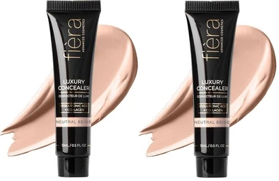 Fiera Luxury Concealer 2 Pack NEUTRAL BEIGE Anti Ageing Full Coverage 2 X 15ml - Image 1 of 4
