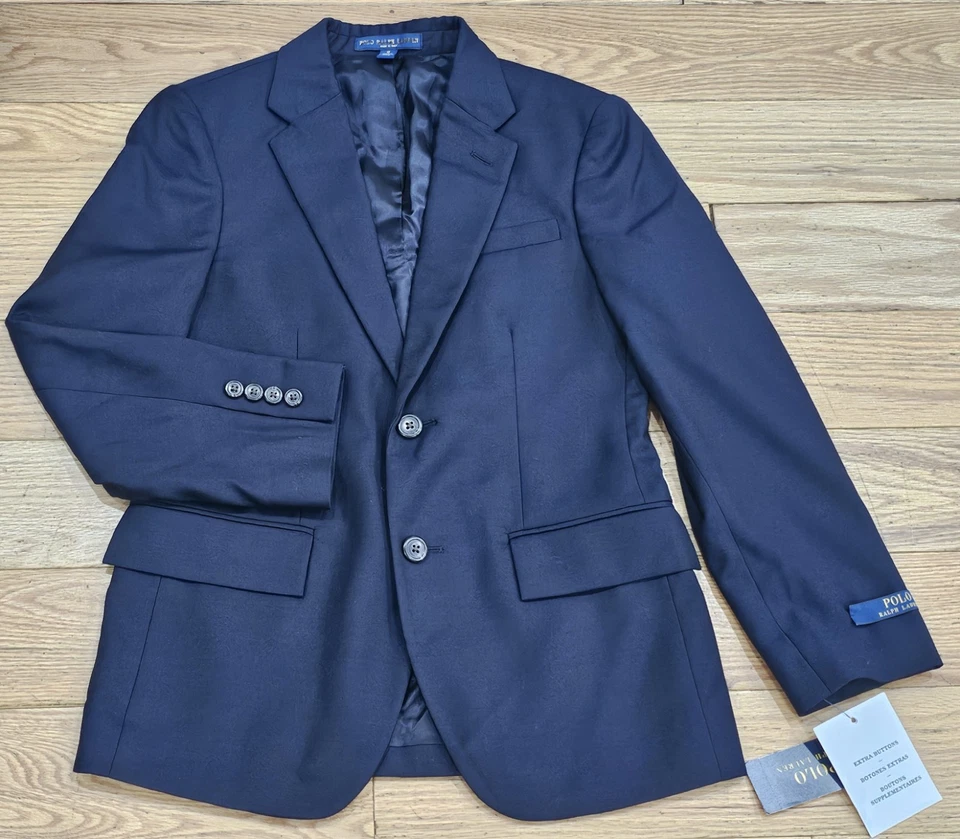 Nuevo con etiquetas Chaqueta Blazer Polo Ralph Lauren Niños Azul Marino 100% Lana Dos Botones Foto 1 de 4