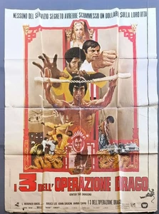 MANIFESTO 4F I 3 DELL'OPERAZIONE DRAGO Bruce Lee Saxon Enter the Dragon 1973 U66 - Imagen 1 de 5