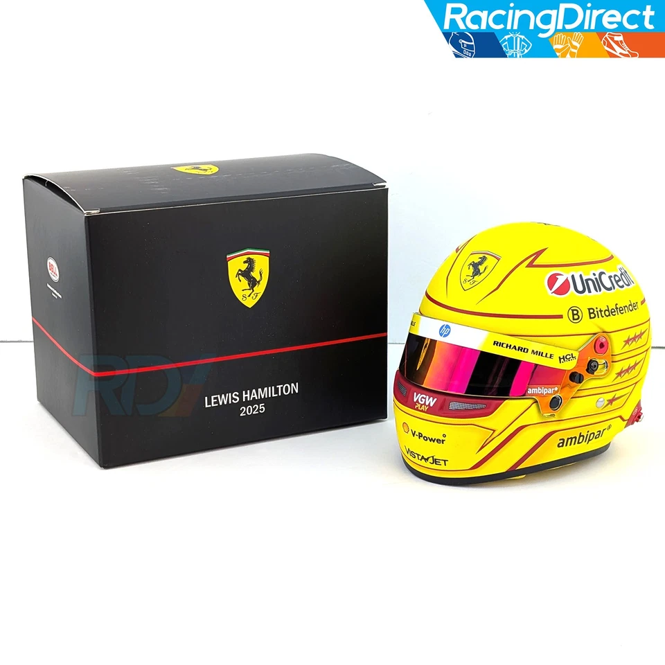 2025 Lewis Hamilton Mini Helmet - 1:2 Scale Bell Ferrari F1 Helmet - 4100414 - Image 1 of 4