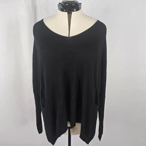 RDI Sweater Women's 1X Black Knit Long Sleeve High Low Hemline Pockets NWT - Picture 1 of 18