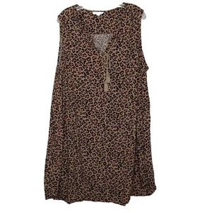 Mujer Talla 2X Vestido Fluido Estilo Tienda Marrón Claro Negro Animal Print Jersey  - Imagen 1 de 9