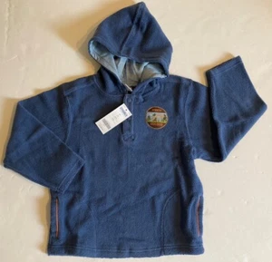 NWT Gymboree Moose Lodge 5 5T Blue Fleecy Sherpa Forest Explorer Pullover Hoodie - Picture 1 of 1