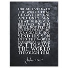 John 3:16-17 Eternal Life Sent Son Save World Bible Verse Large Art Print 18X24"