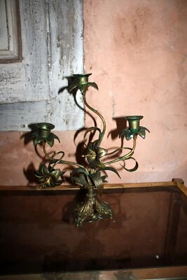 Chandelier  Eglise Bougeoir Fleur Lys Bronze XIXème - Photo 1/4