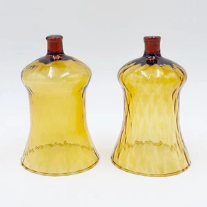 Homco 2 Glass Votive Cups Gold Amber Peg Candle Holders Sconces Candlestick - Picture 1 of 2