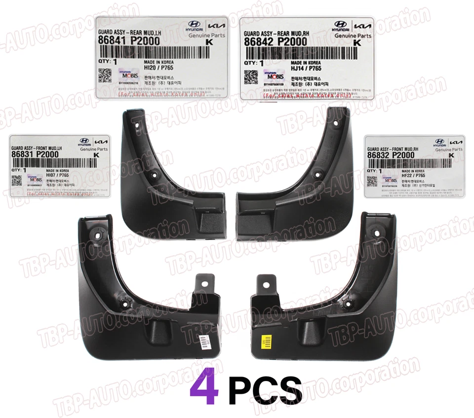 Guardabarros delanteros y traseros originales OEM ® 4 PIEZAS para Kia Sorento 2021-2023 Foto 1 de 1