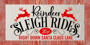 Reindeer Sleigh Ride Sign or Door Hanger - Picture 1 of 3